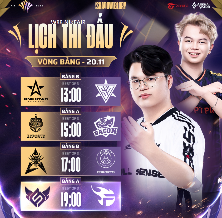 LỊCH THI ĐẤU NGÀY 20/11 | VÒNG BẢNG | AIC 2026 - ROVIP.ORG